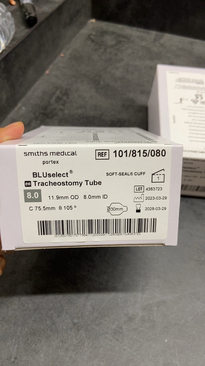 101/815/080 - SMITHS MEDICAL - BLUselect Tracheostomy Tube SOFT-SEAL CUFF 8.0 11.9mm OD 8.0mm ID, (BX/1)