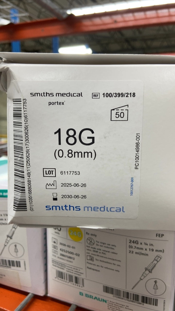 100/399/218 - SMITHS MEDICAL - 18G (0.8mm) portex, (BX/50)