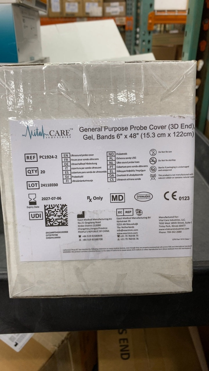 PC1924-2 - VITAL CARE - General Purpose Probe Cover (3D End), Gel, Bands 6" x 48" (15.3 cm x 122cm), (CS/20)