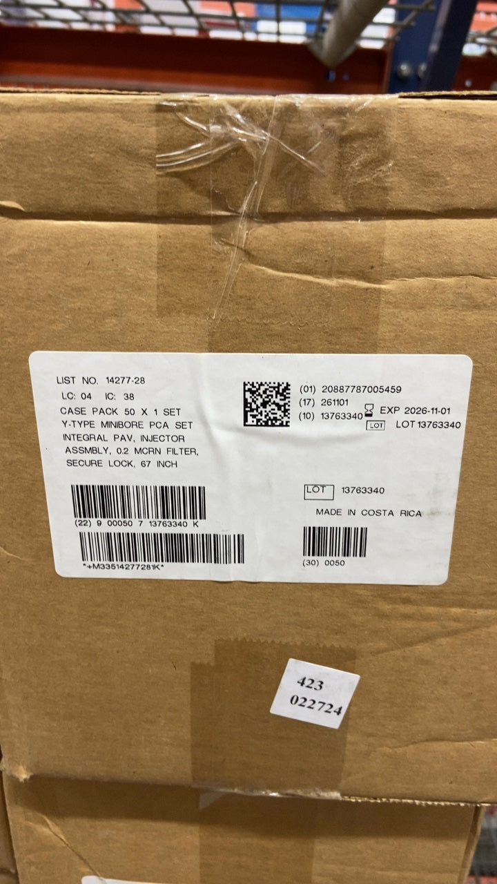 14277-28 - ICU MEDICAL - Y-TYPE MINIBORE PCA SET INTEGRAL PAV. INJECTOR ASSEMBLY, 02 MCRN FILTER, SECURE LOCK, 67 INCH, (BX/50)