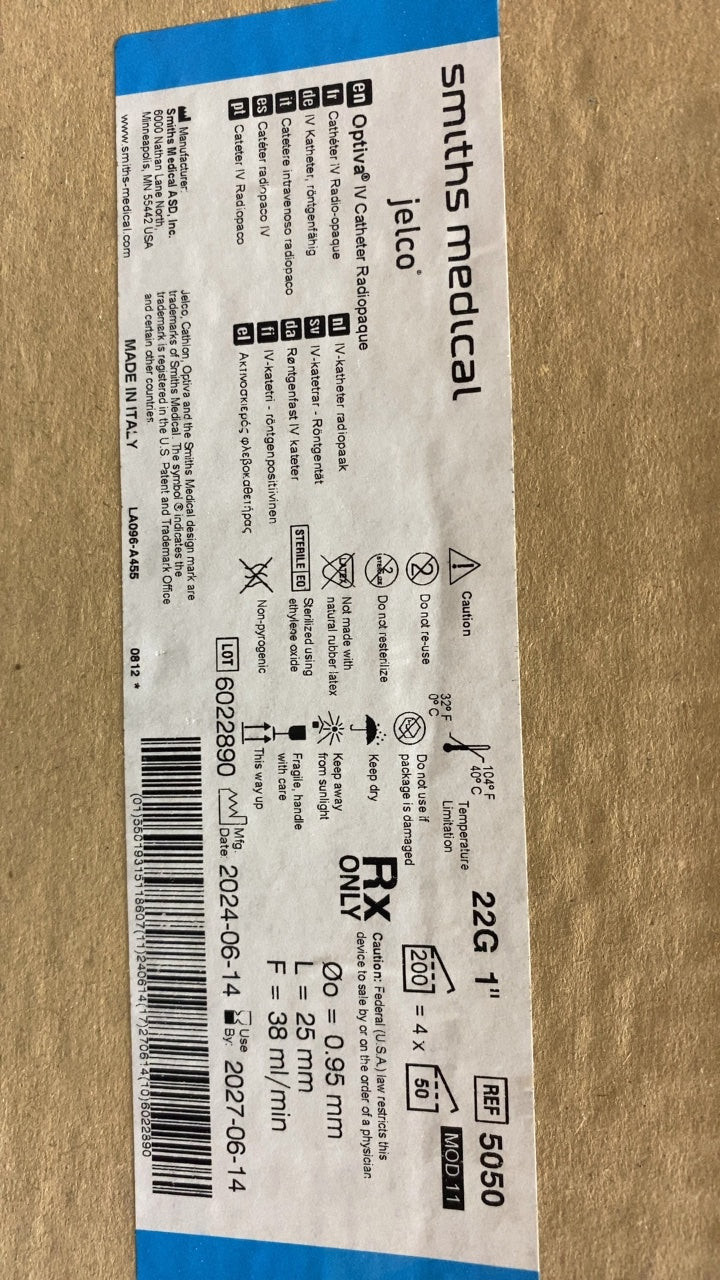5050 - SMITHS MEDICAL - Smiths medical Jelco, (CS/200)
