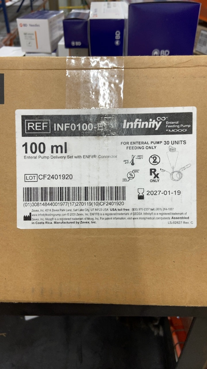 INF0100-E - ZEVEX - Infinity Enteral Feeding Pump 100 ml Enteral Pump Delivery Set with ENFit Connector, (BX/30)
