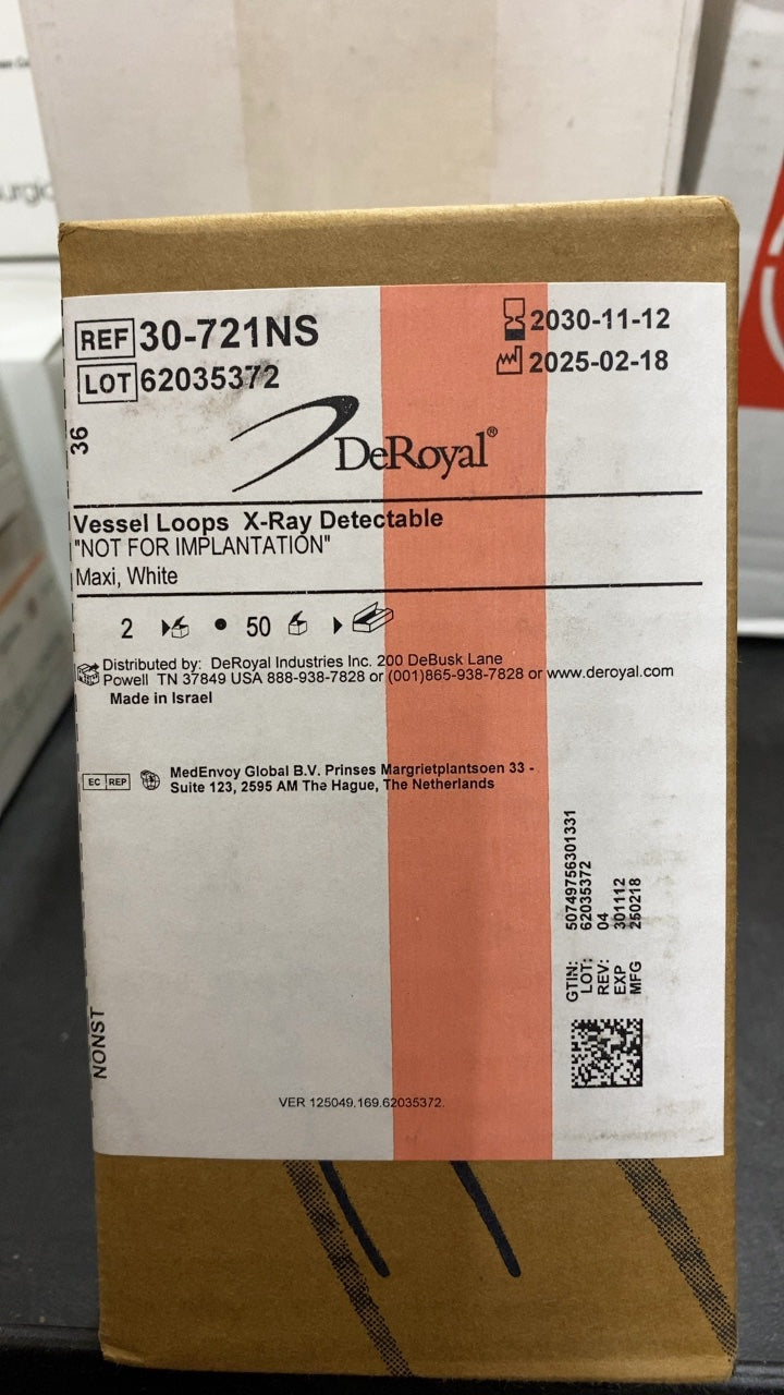 30-721NS - DEROYAL - Vessel Loops X-Ray Detectable Maxi, White, (CS/50)