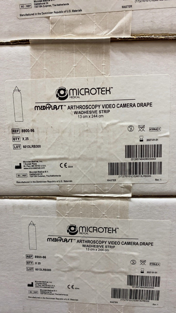 8900-96 - MICROTEK MEDICAL - MEDIPLAST ARTHROSCOPY VIDEO CAMERA DRAPE W/ADHESIVE STRIP 13 cm x 244 cm, (BX/25)