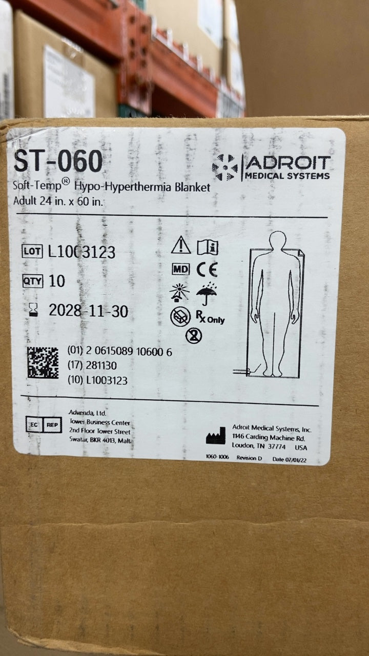 ST-060 - ADROIT MEDICAL - Soft-Temp® Hypo-Hyperthermia Blanket Adult 24 in.x 60 in., (BX/10)