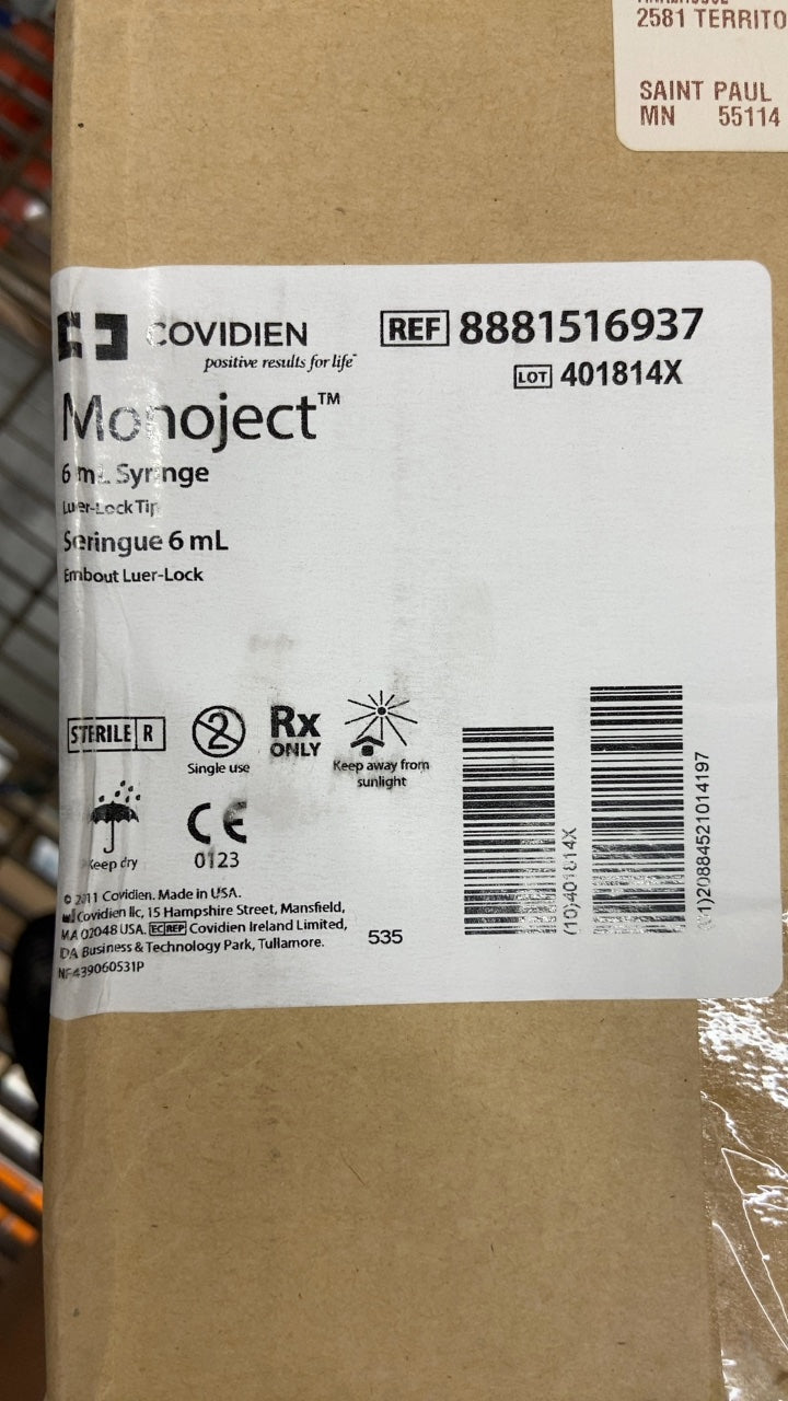 8881516937 - COVIDIEN - Monoject 6 mL Syringe, (CS/500)