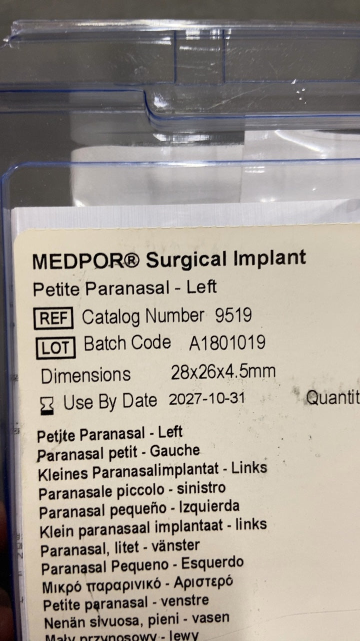 9519 - STRYKER - MEDPOR® Surgical Implant Petite Paranasal - Left, (EA/1)