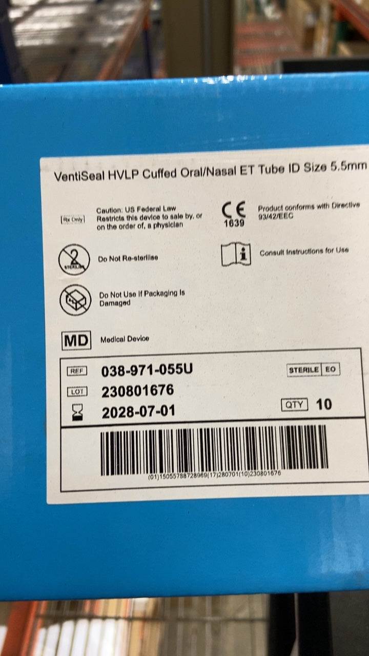 038-971-055U - FLEXICARE - VentiSeal HVLP Cuffed Oral/Nasal ET Tube ID Size 5.5mm, (BX/10)
