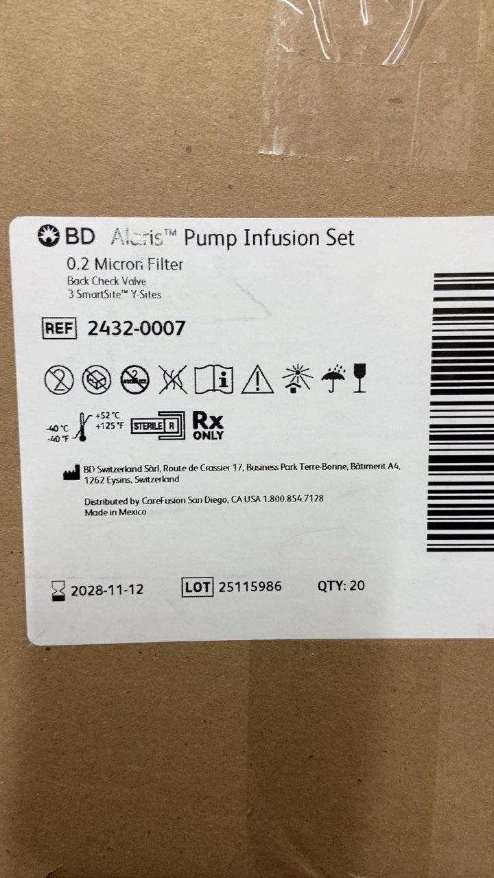2432-0007 - BD - Alaris Pump Infusion Set 0.2 Micron Filter, (BX/20)