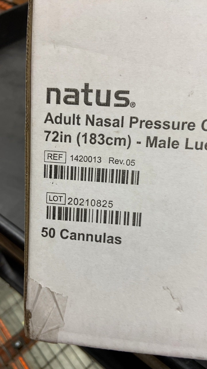 1420013 - NATUS - Adult Nasal Pressure Cannula 72in (183cm) - Male Luer, (BX/50)