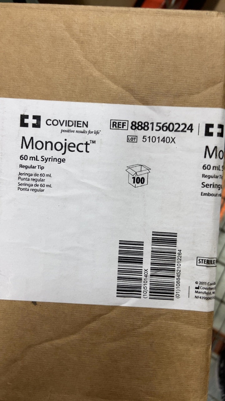 8881560224 - COVIDIEN - Monoject 60 mL Syringe Regular Tip, (CS/100)