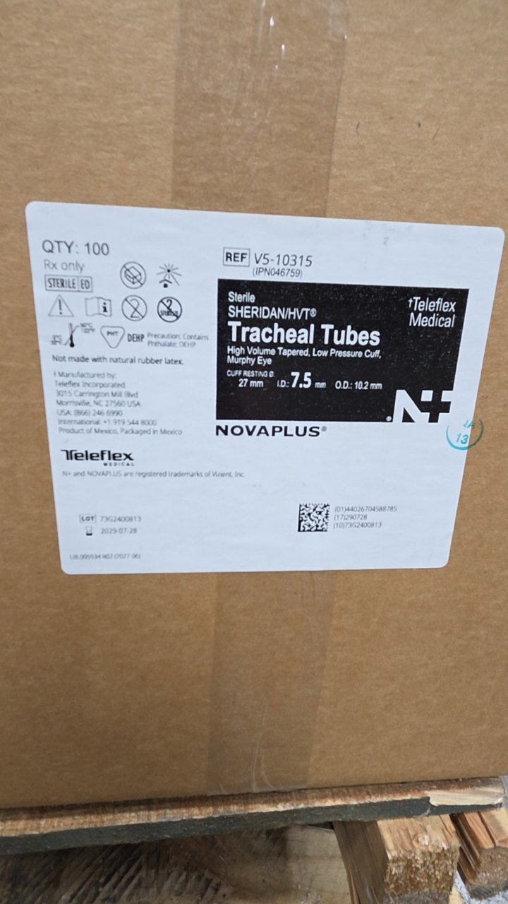 V5-10315 - TELEFLEX - SHERIDAN/HVT® Tracheal Tubes High Volume Tapered, Low Pressure Cuff, Murphy Eye, (CS/100)