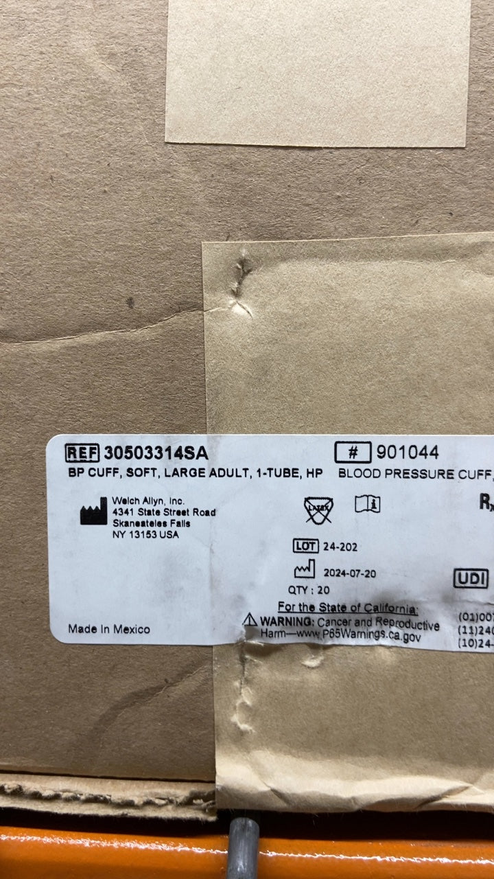 30503314SA - WELCH ALLYN - BP CUFF, SOFT, LARGE ADULT, 1-TUBE, HP BLOOD PRESSURE CUFF, (CS/20)