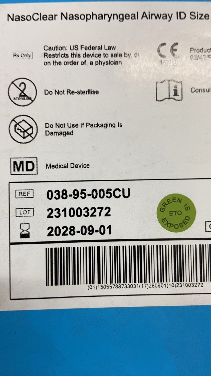038-95-005CU - FLEXICARE - NasoClear Nasopharyngeal Airway ID Size, (BX/10)