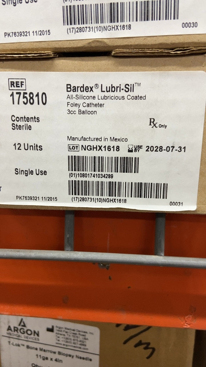 175810 - BARD - Bardex Lubri-Sil All-Silicone Lubricious Coated Foley Catheter 3cc Balloon, (BX/12)