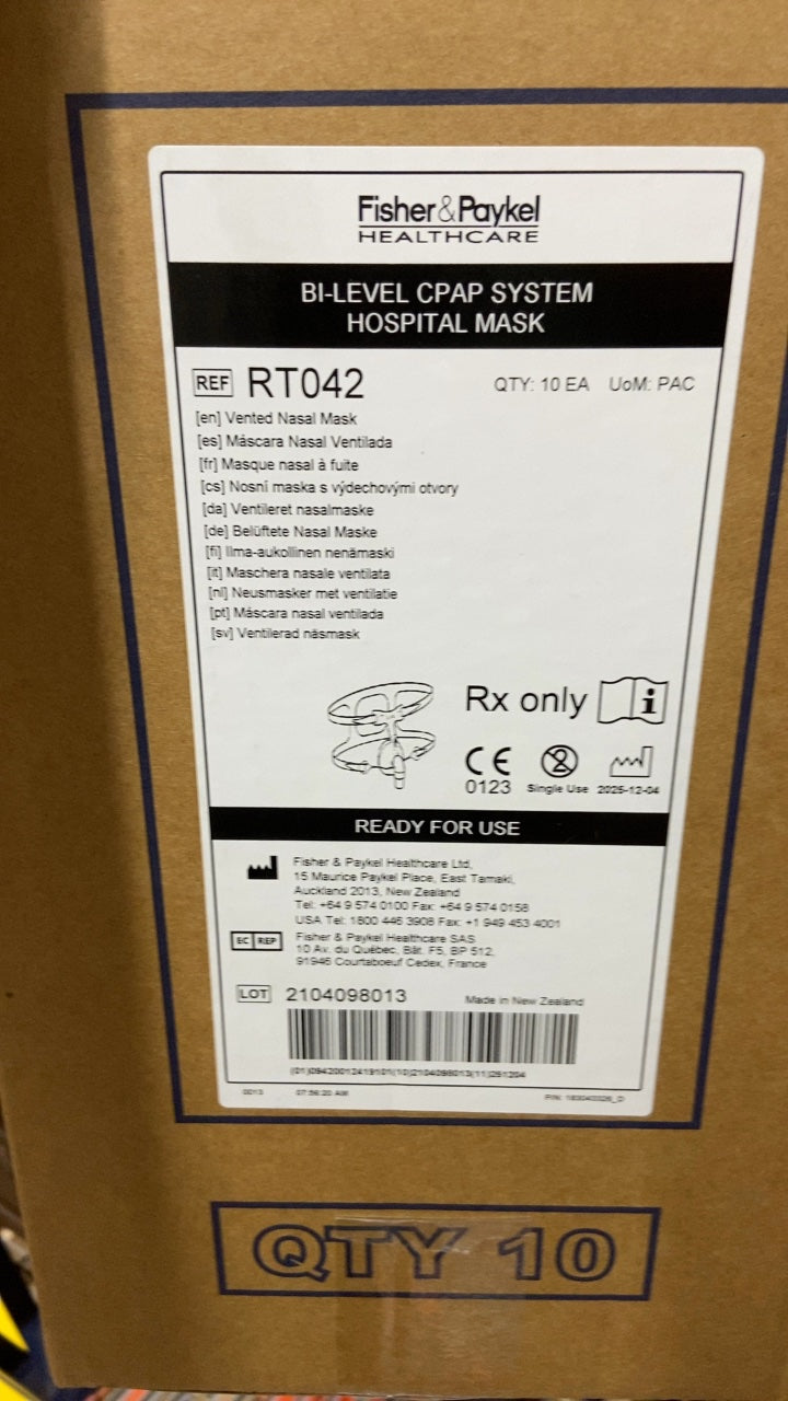 RT042 - FISHER & PAYKEL - BI-LEVEL CPAP SYSTEM HOSPITAL MASK, (CS/10)
