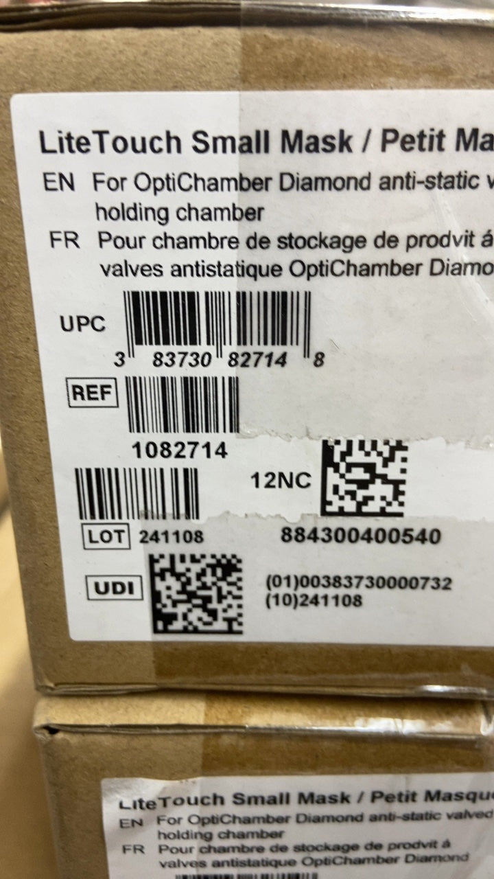 1082714 - RESPIRONICS - LiteTouch Small Mask / Petit Masque - For OptiChamber Diamond anti-static valved holding chamber, (BX/10)