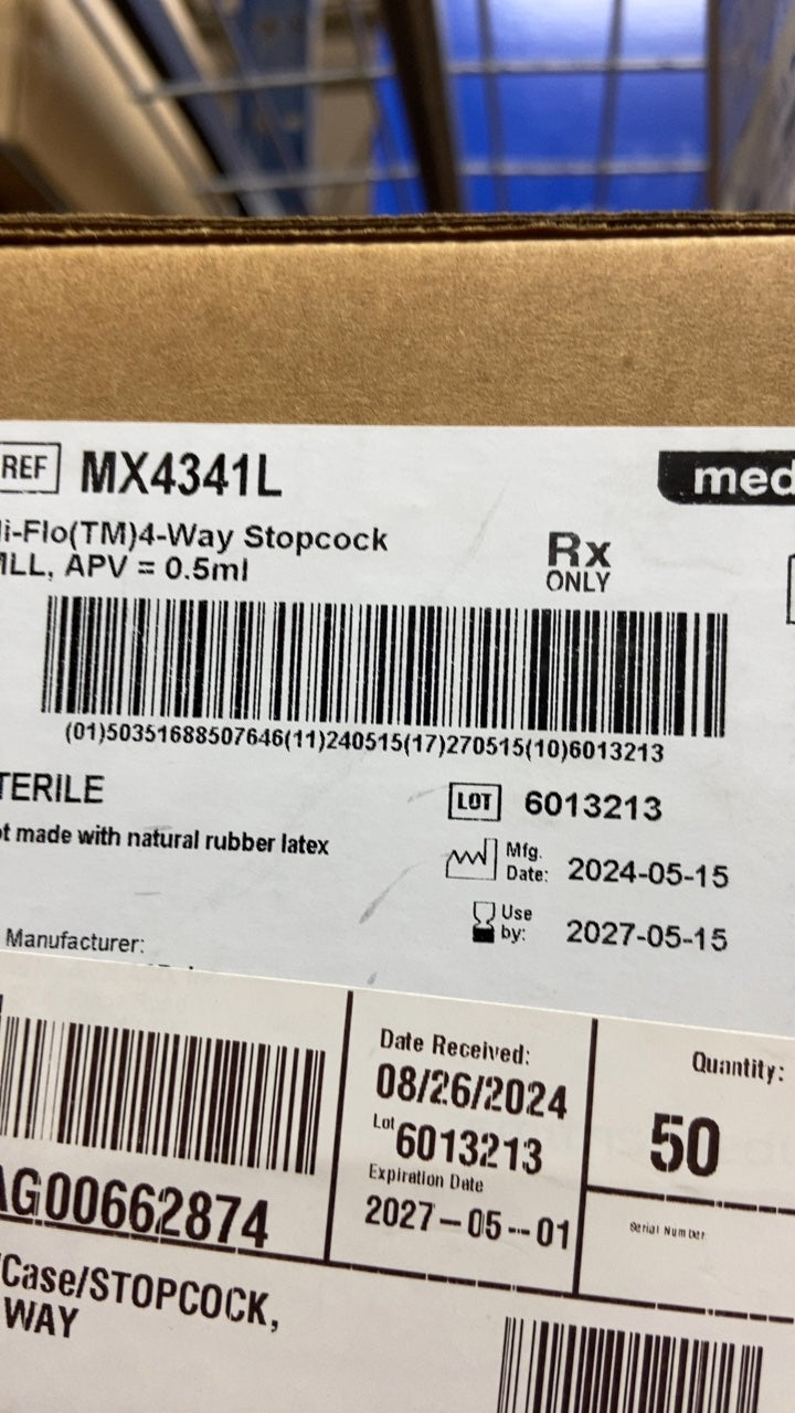 MX4341L - SMITHS MEDICAL - Hi-Flo(TM)4-Way Stopcock NILL, APV = 0.5ml, (BX/50)
