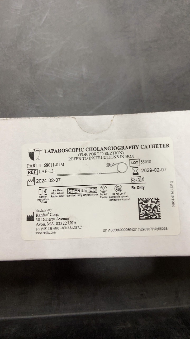 LAP-13 - RANFAC - LAPAROSCOPIC CHOLANGIOGRAPHY CATHETER (FOR PORT INSERTION), (BX/6)