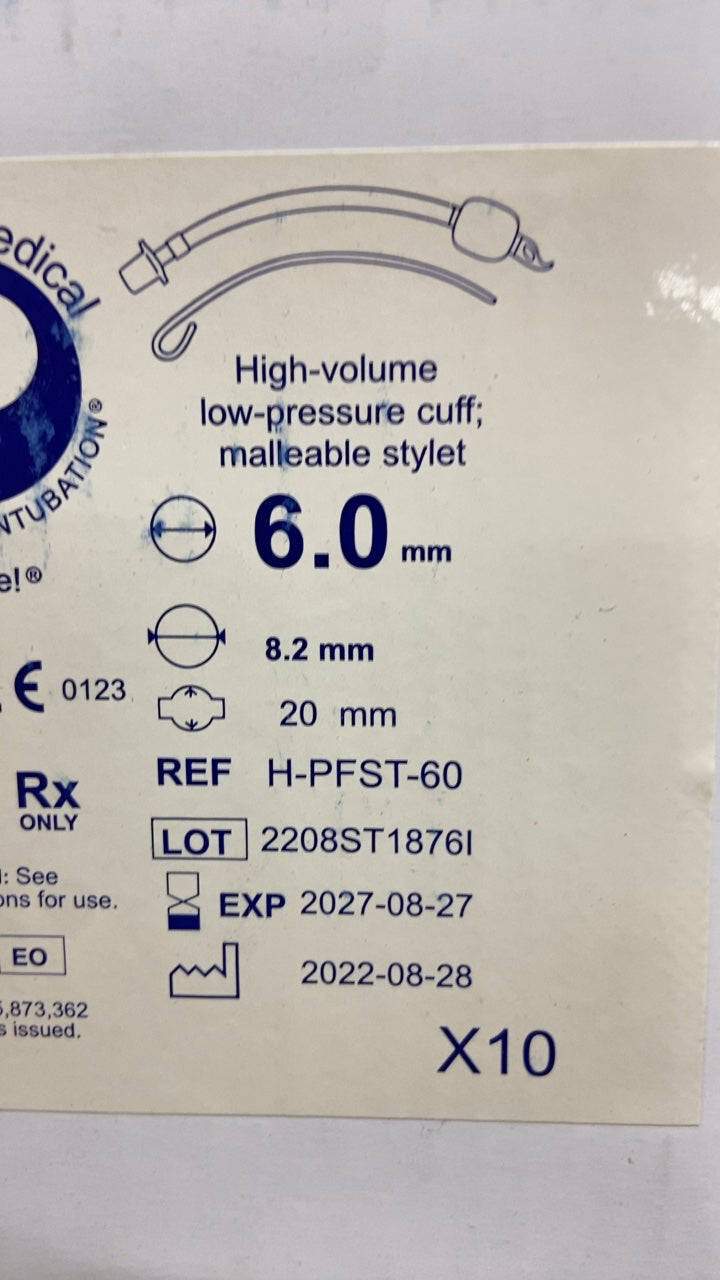 H-PFST-60 - PARKER MEDICAL - High-volume low-pressure cuff; malleable stylet, (BX/10)