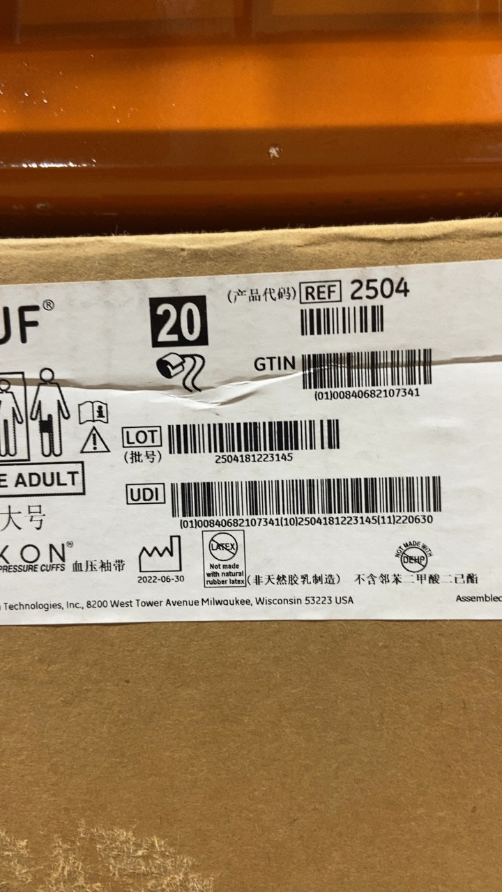 2504 - GE - ADULT PRESSURE CUFFS, (BX/20)