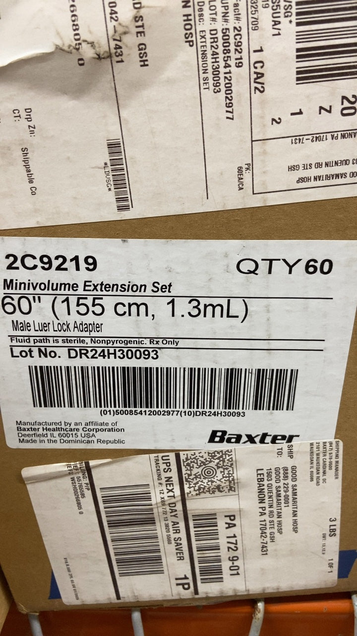 2C9219 - BAXTER - Minivolume Extension Set 60" (155 cm, 1.3mL) Male Luer Lock Adapter, (BX/60)