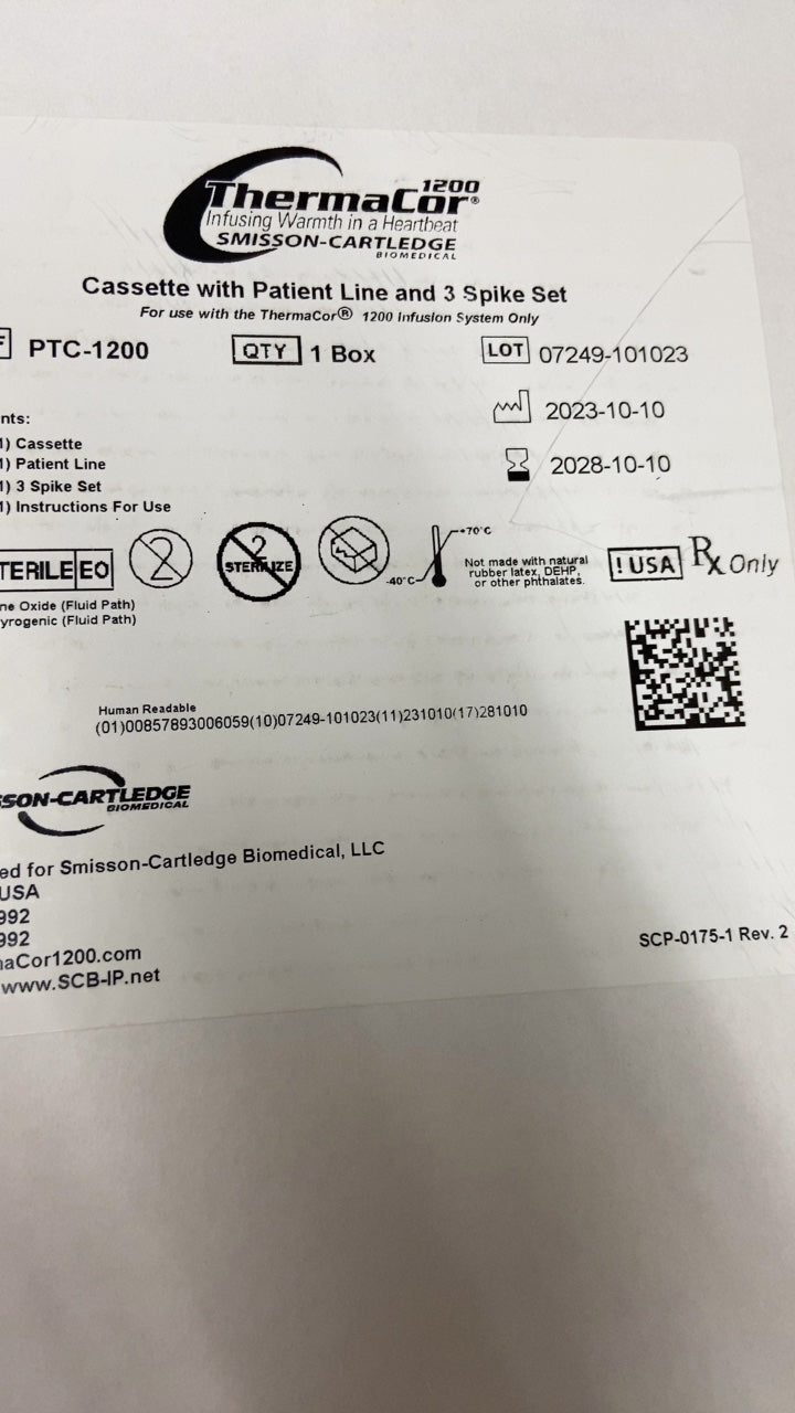 PTC-1200 - MEDTRONIC - Cassette with Patient Line and 3 Spike Set, (BX/1)