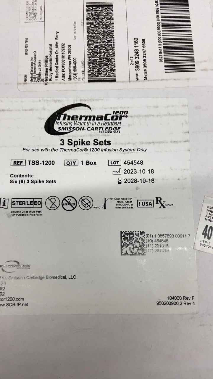 TSS-1200 - SMITHS MEDICAL - ThermaCor 1200 3 Spike Sets, (BX/1)