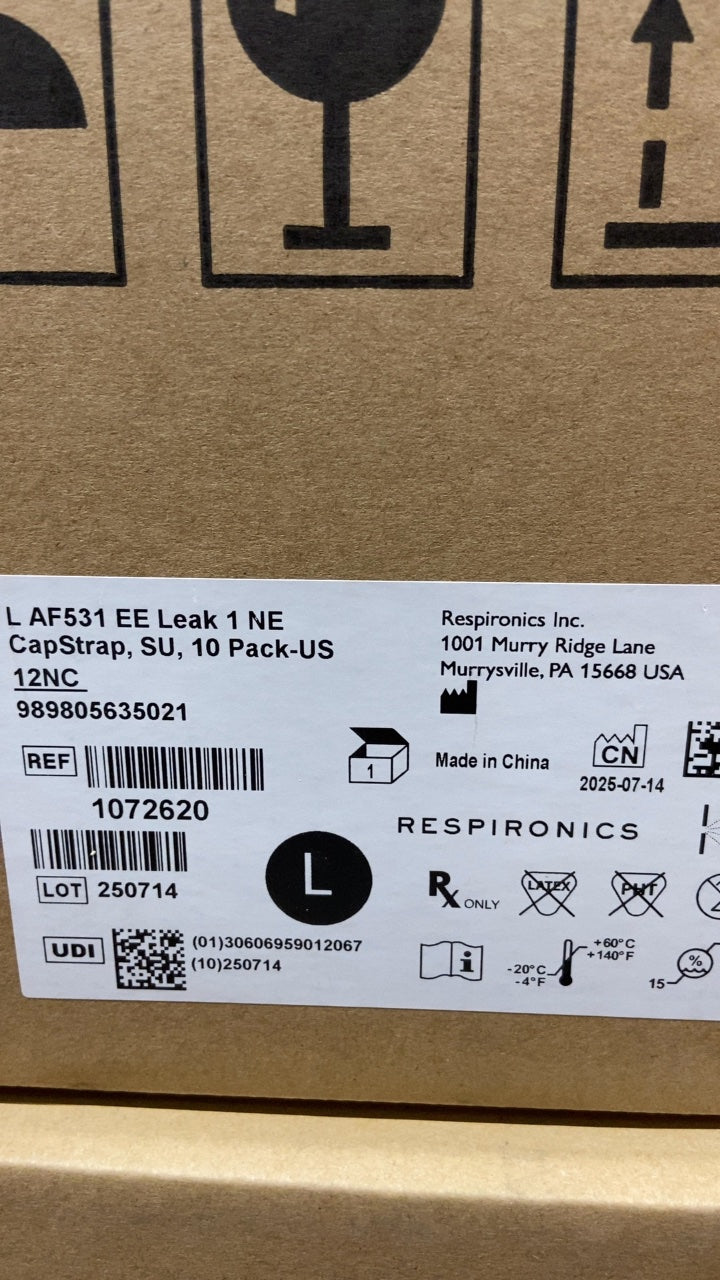 1072620 - RESPIRONICS - L AF531 EE Leak 1 NE CapStrap, SU, 10 Pack-US 12NC, (BX/1)