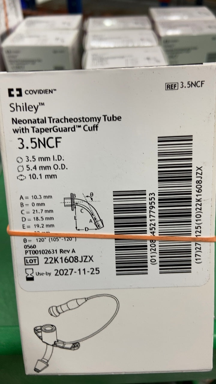 3.5NCF - COVIDIEN - Shiley Neonatal Tracheostomy Tube with TaperGuard Cuff, (BX/1)