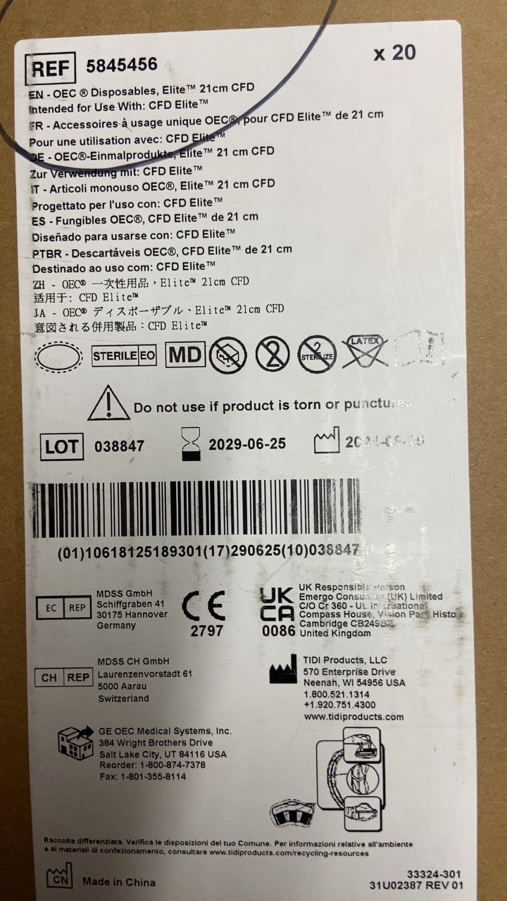 5845456 - GE - EN - OEC® Disposables, Elite™ 21cm CFD, (CS/20)