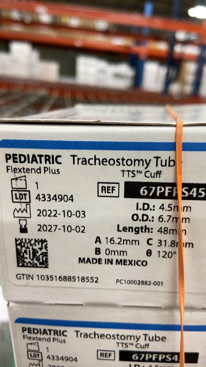 67PFPS45 - SMITHS MEDICAL - Bivona Uncuffed FlexTend Plus Trach Tubes - Tracheostomy Tube, Flextend Pediatric Plus, Straight, Size XL, 4.5 mm, (BX/1)