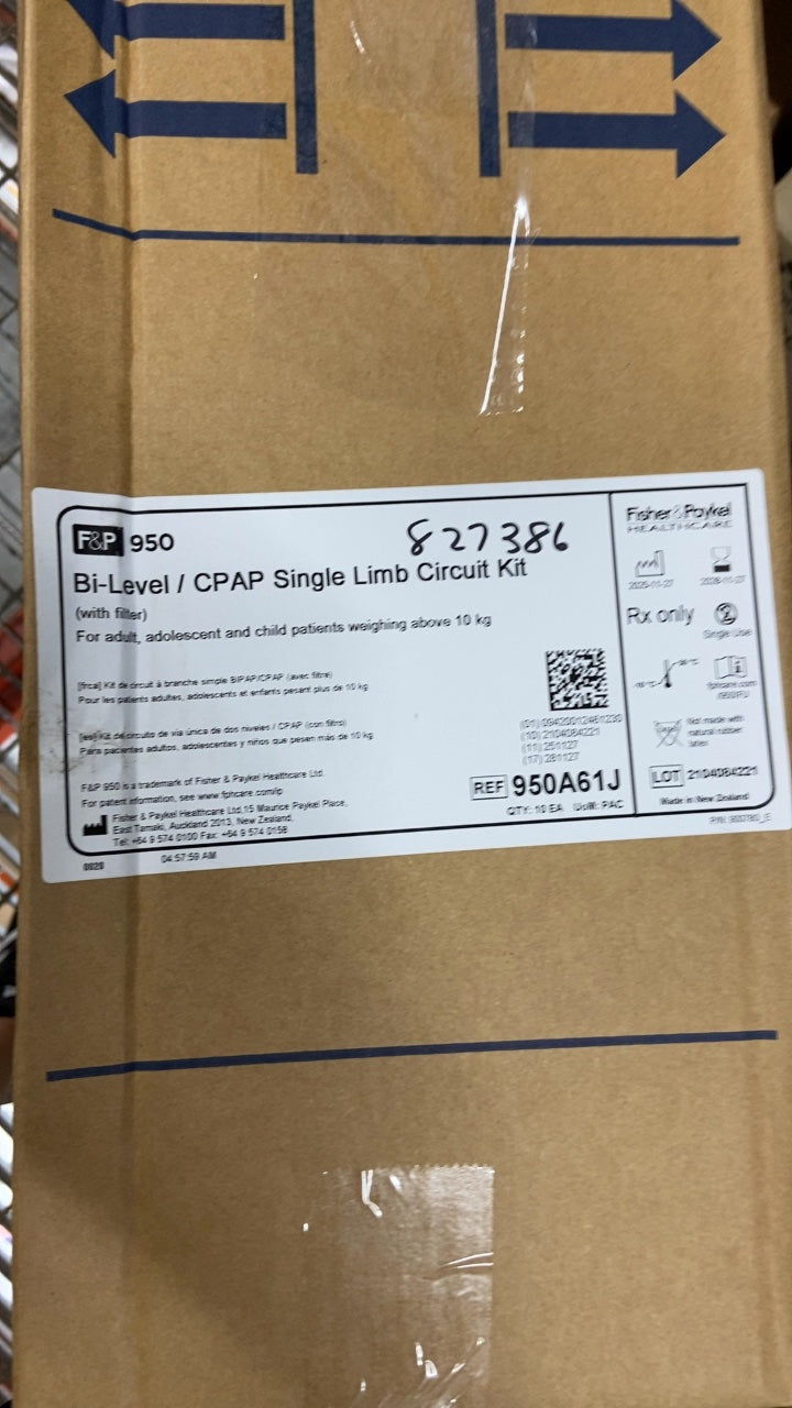 950A61J - FISHER & PAYKEL - Bi-Level / CPAP Single Limb Circuit Kit (with filter), (BX/10)