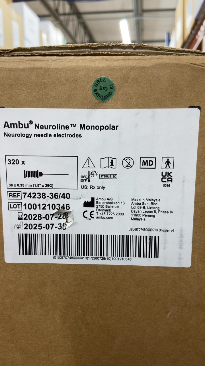 74238-36/40 - AMBU - Neuroline Monopolar Needles - Neuroline Monopolar Needle, 28G x 38 mm x 0.36mm, (CS/320)