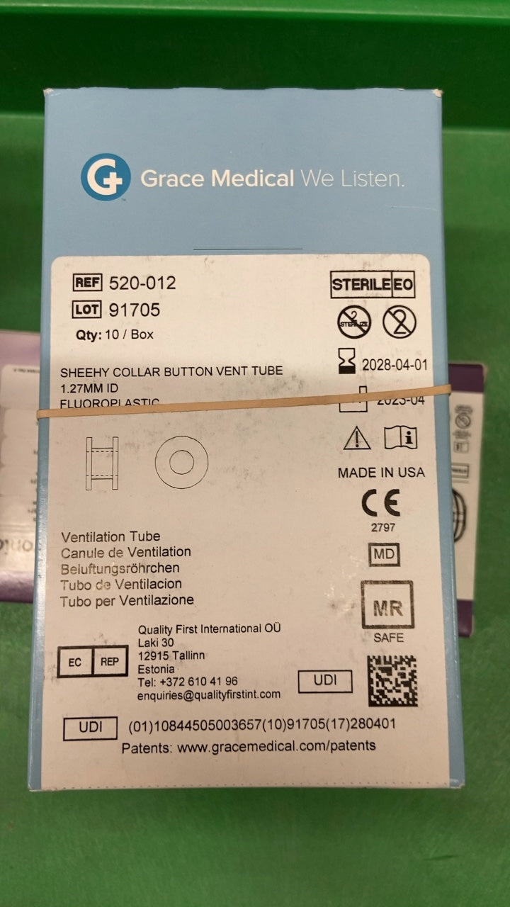520-012 - QUALITY FIRST - SHEEHY COLLAR BUTTON VENT TUBE 1.27MM ID FLUOROPLASTIC, (BX/10)
