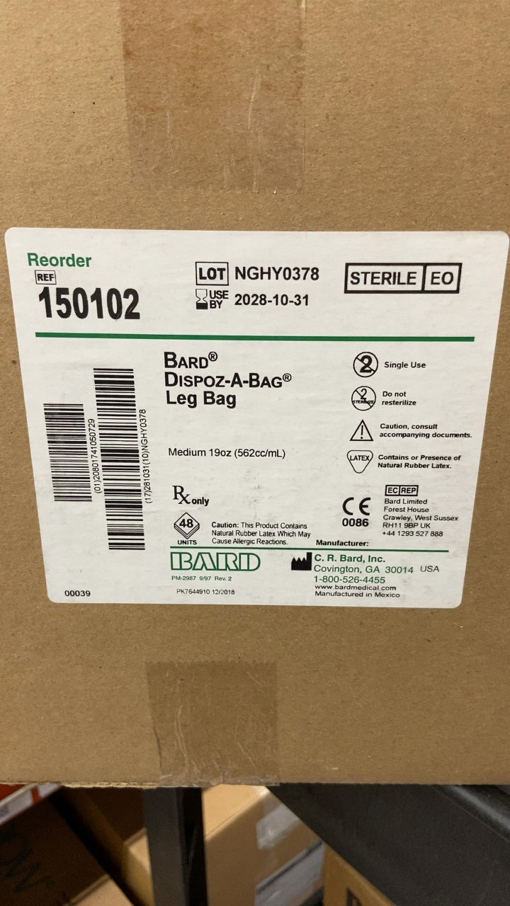 150102 - BARD - BARD DISPOZ-A-BAG Leg Bag Medium 19oz (562cc/mL), (CS/48)