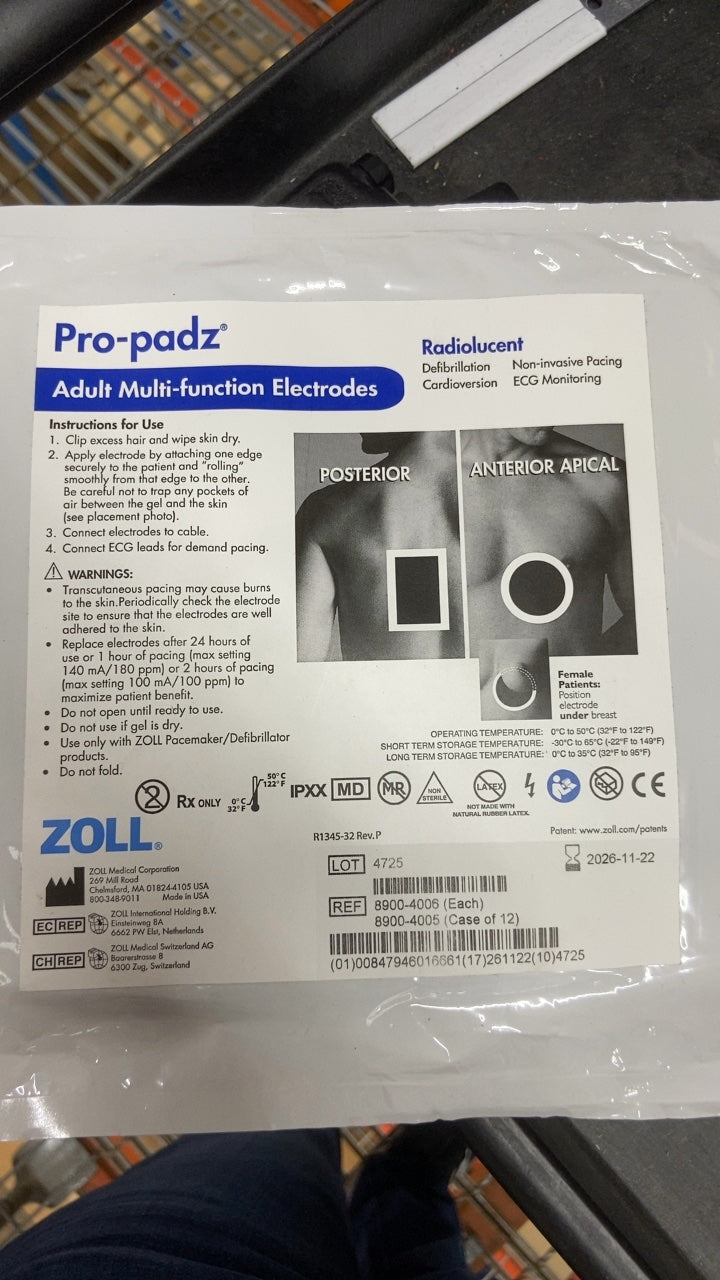 8900-4006 - ZOLL - ELECTRODE, PRO PADZ, SOLID GEL, 1 PAIR, (EA/1)