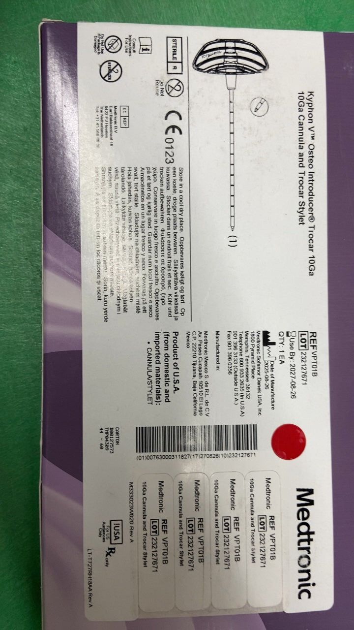 VPT01B - MEDTRONIC - Kyphon V™ Osteo Introducer™ trocar 11G (3.2 mm) Cannula and Trocar Stylet, (BX/1)
