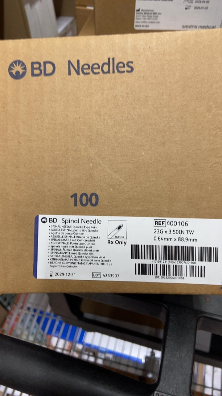 400106 - BD - Bd Spinal Needle Quincke Type Point, 23G X 3.50In, (CS/100)