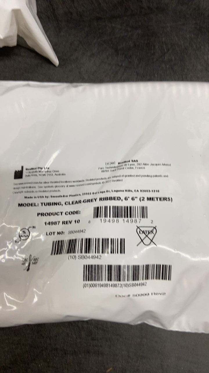 14987 REV 10 - RESMED - TUBING, CLEAR GREY RIBBED, 6' 6" (2 METERS), (EA/1)