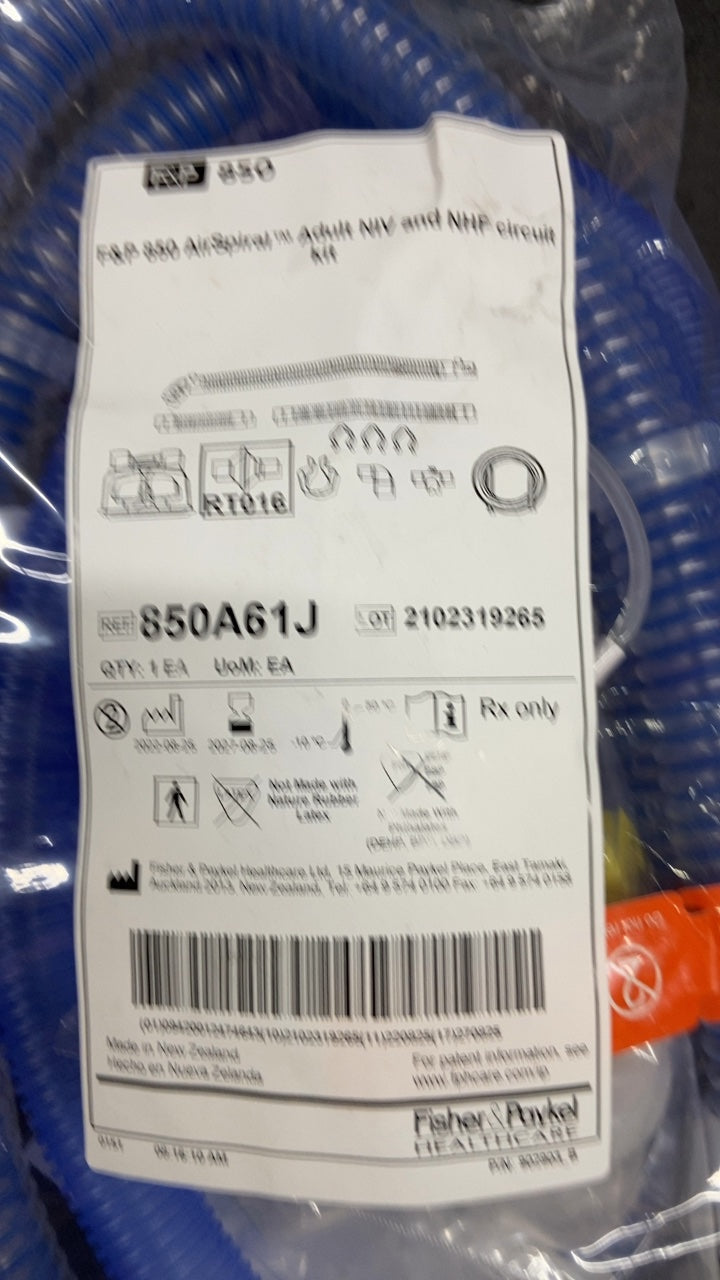 850A61J - FISHER & PAYKEL - EVA and ABSorber Adult NIV and NHF circuit kit, (EA/1)