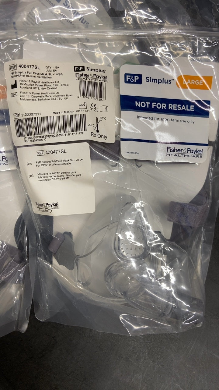400477SL - FISHER & PAYKEL - F&P Simplus Full Face Mask SL - Large, For CPAP or bi-level ventilation, (EA/1)