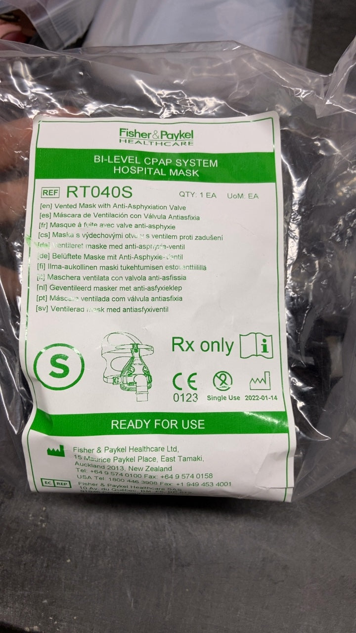 RT040S - FISHER & PAYKEL - BI-LEVEL CPAP SYSTEM HOSPITAL MASK, (EA/1)