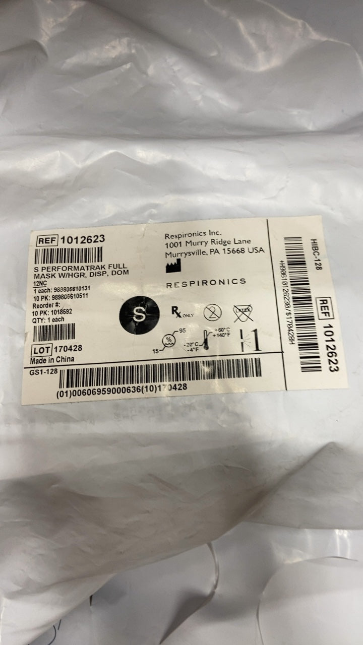 1012623 - RESPIRONICS - S PERFORATRAK FULL MASK W/HGR, DISP, DOM, (EA/28)
