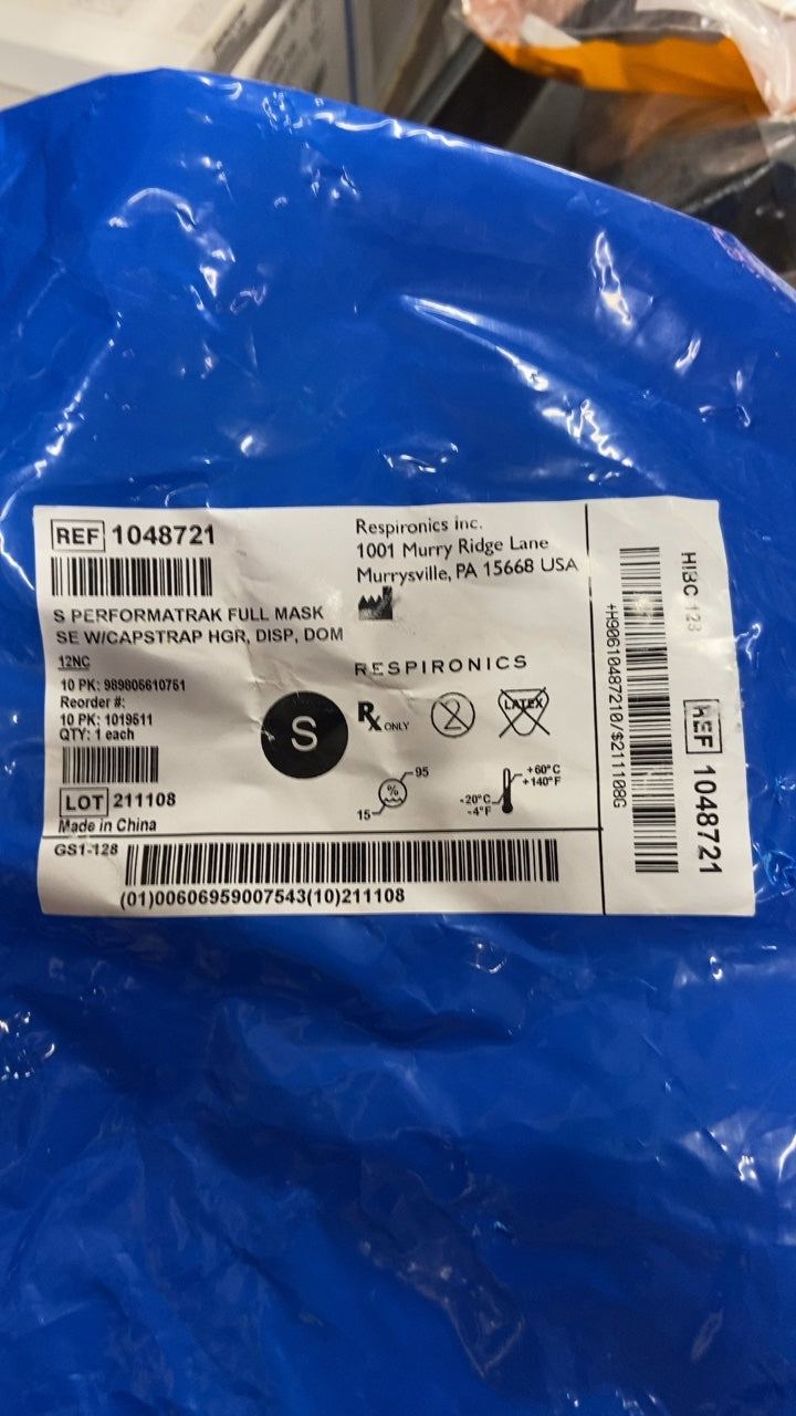 1048721 - RESPIRONICS - S PERFORMATRAK FULL MASK SE W/CAPSTRAP HGR, DISP, DOM, (EA/1)