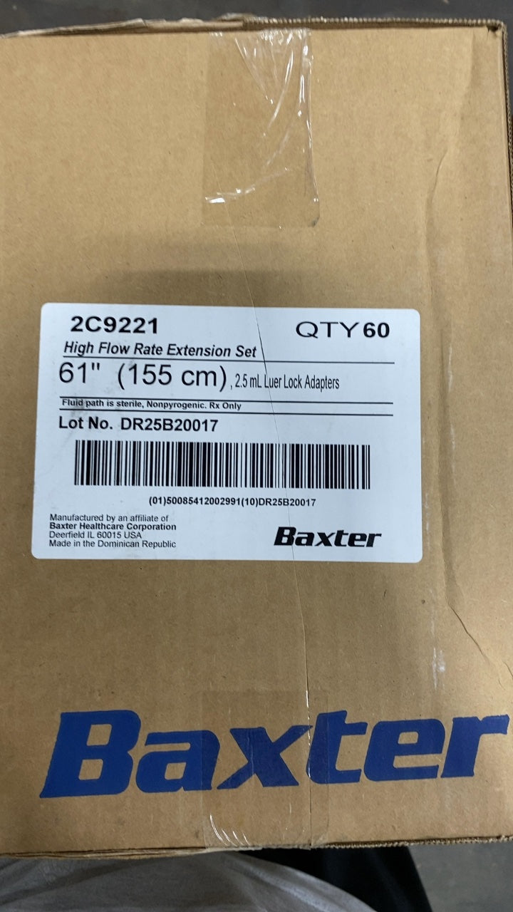 2C9221 - BAXTER - High Flow Rate Extension Set 61" (155 cm), 2.5 mL Luer Lock Adapters, (BX/60)