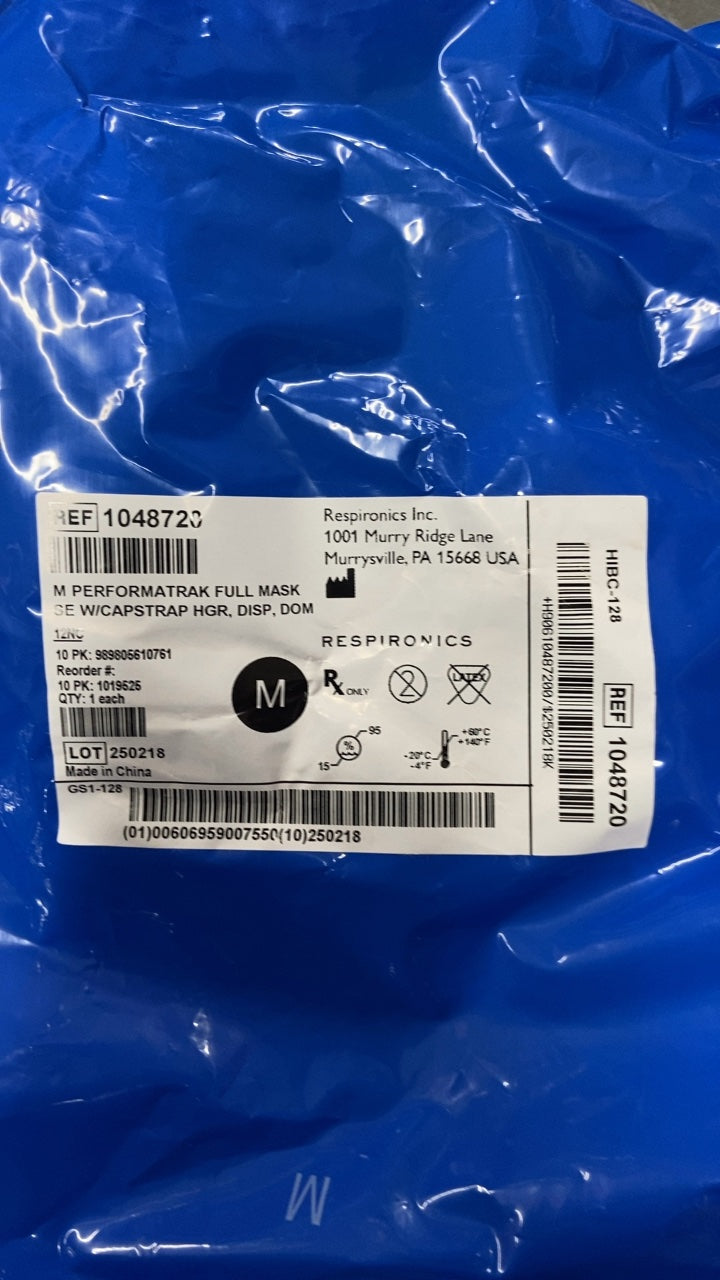 1048720 - RESPIRONICS - M PERFORMATRAK FULL MASK -E WIDECAPSTRAP HGR, DISP, DOM, (EA/1)