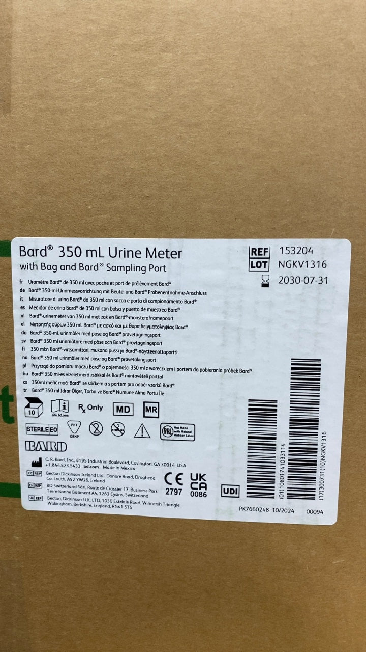 153204 - BARD - Bard 350 mL Urine Meter with Bag and Bard Sampling Port, (CS/10)