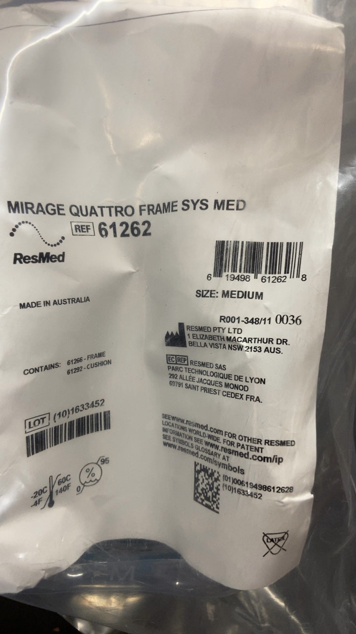 61262 - RESMED - MIRAGE QUATTRO FRAME SYS MED, (EA/1)