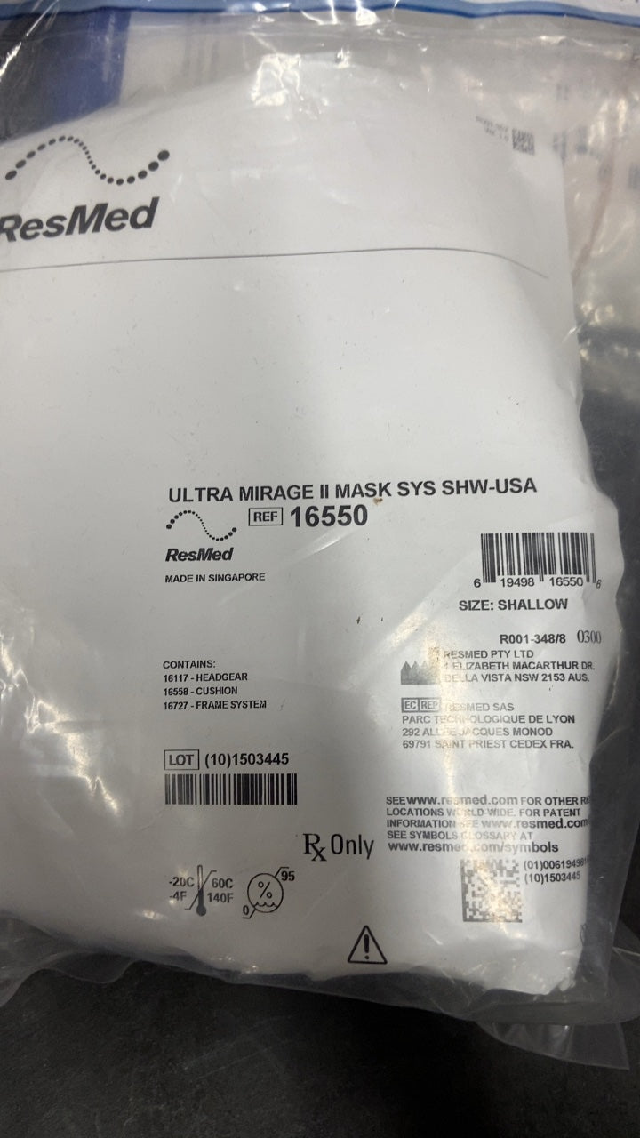 16550 - RESMED - ULTRA MIRAGE II MASK SYS SHW-USA, (EA/1)